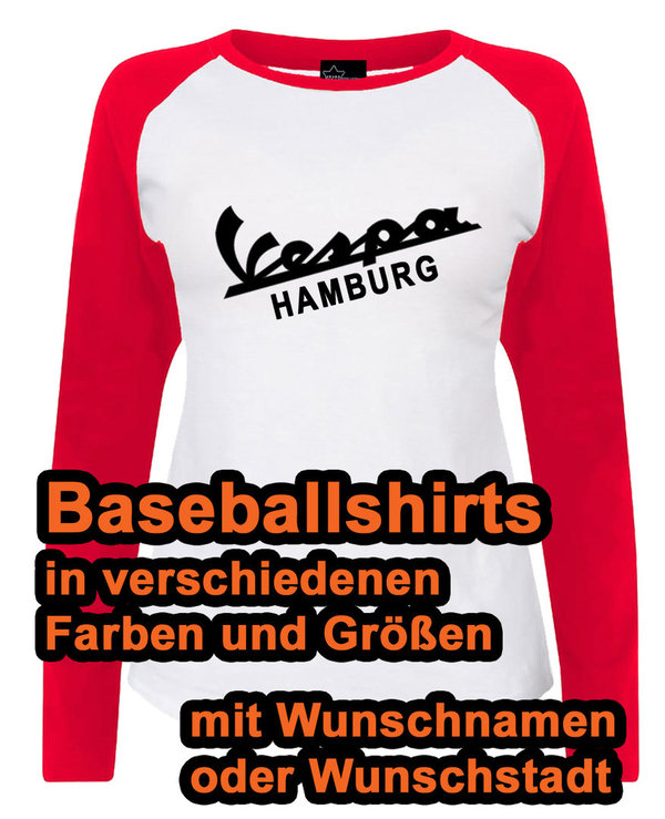 Damen Baseballshirt Vespa pink verschiedene Farben STARR HEAT