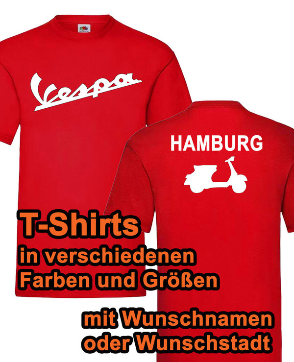 Herren T Shirt Vespa Wunschtext rot verschiedene Farben STARR HEAT