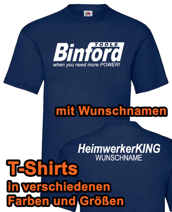 Herren T Shirt Binford Tools Wunschtext blau viele Farben STARR HEAT